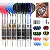 Rose Kuli Professional Steel Tip Darts Set - 24 Grams and 26 Grams Metal Barrels with 20 Flights Sta