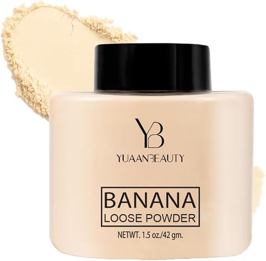 YUAANBEAUTY Banana Loose Powder 45g | Lightweight| Long-Lasting Coverage|Oil-Absorbing Finish| Reduces Shine| Suitable for...