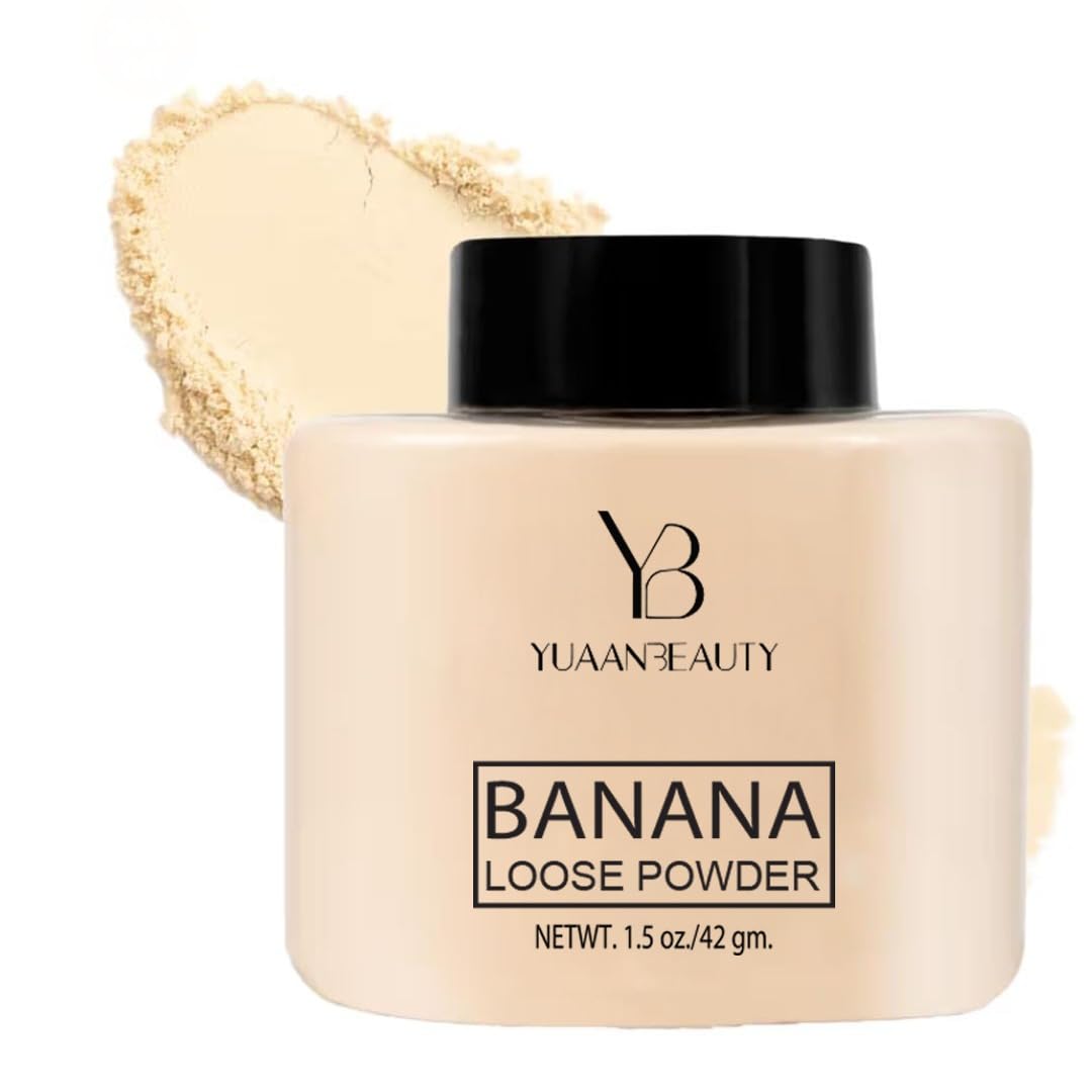 YUAANBEAUTY Banana Loose Powder 45g | Lightweight| Long-Lasting Coverage|Oil-Absorbing Finish| Reduces Shine| Suitable for...