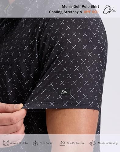 Image of Obla Mens Golf Polo Shirts Short Sleeve Dry Fit Performance Moisture Wicking Casual Print Collared Golf Shirts for Men