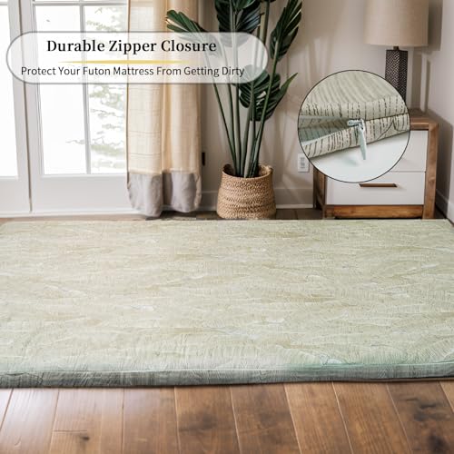 ZonLi-Futon-Mattress-Cover-Twin-Size-for-Traditional-Japanese-Floor-Futon-Mattress-with-ZipperTatami-Floor-Sleeping-Mat-CoverSuper-Soft-and-Machine-Washable-39×80-Hand-Painted-Leaves ZonLi Futon Mattress Cover Twin Size for Traditional Japanese Floor Futon Mattress with ZipperTatami Floor Sleeping Mat CoverSuper Soft and Machine Washable 39×80 Hand Painted Leaves