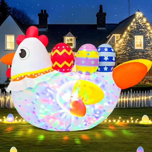 Poule gonflable de Pâques de 1,5 m avec œufs colorés pour décorations de fête, décoration de cour gonflable, lumières LED pour Pâques, cour, vacances, jardin, pelouse