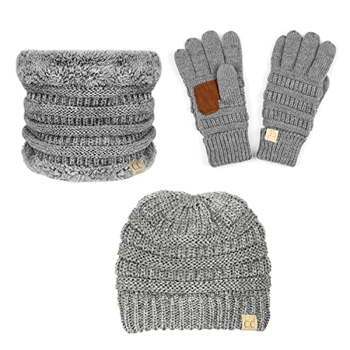 Image of Funky Junque Kids Matching Winter Solid Ribbed Beanie Cap, Fleece Lined Neck Warmer, Stretchy Toddler Gloves Bundle