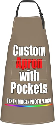 Miniatura 42 de Delantal personalizado para hombres y mujeres, niñas, niños, personalizable, nombre, texto, logotipo, imagen, foto, ajustable, con dos bolsillos