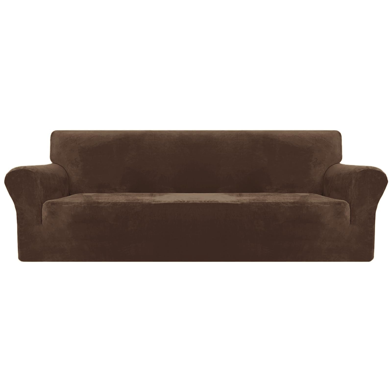 XINEAGE 1 Piece Velvet Couch Covers for 3 Cushion Couch High Stretch Sofa Cover for Pets Dogs Anti Slip Extra Large Sofa Slipcovers Furniture Protector (4 Seater, Dark Coffee) โ image 1