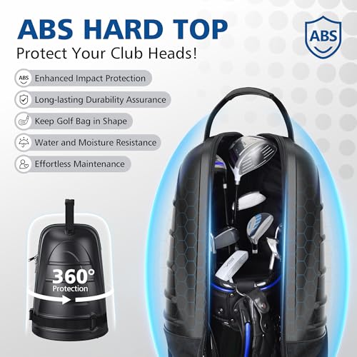 Image of Golf Travel Bags for Airlines with Wheels, Hard Case Top and 1680D Heavy Duty Oxford Protect Golf Clubs, Lightweight and Easy to Maneuver