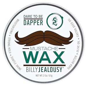Billy Jealousy Bulletproof Strong Hold Mustache Wax, Conditioning Travel-Friendly Styling Product with Woodsy Lavender, Tropical Fruit, and Oak Moss Scent, 2 Oz