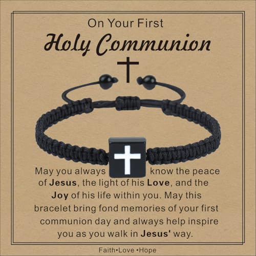 Image of Baptism Bracelets Cross Bracelet for Mens /Women, Christian Charms, Birthday Gifts Baptism Confirmation First Holy Communion Christening Gifts