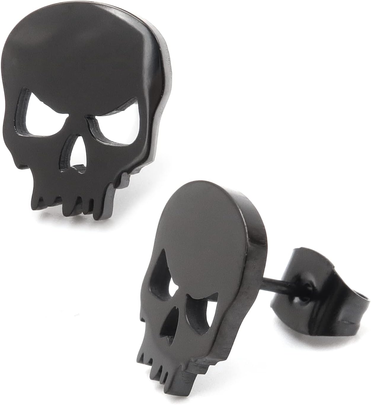 Steelmeup Stainless Steel Skull Silhouette Post Black Gold-tone Color Stud Earrings