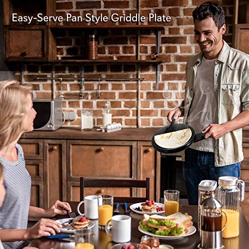 Crepe Maker - Cooks Crepes Bacon, Roti, Tortillas & Pancakes - Nonstick Cooktop - 8-Inch Cook Area With On/Off Switch, Automatic Temperature Control & Cool-Touch Handle - Includes Whisk & Spatula #TOP4