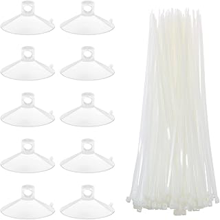 LuluEasy 10 Pieces Suction Cups with 20 Pieces Adjustable Zip Ties for Hanging Crafts, Plush Dolls, Festivals Decoration, Aquarium Thematic Ornaments Fish Tank Binding Moss Shrimp Dodging Nest