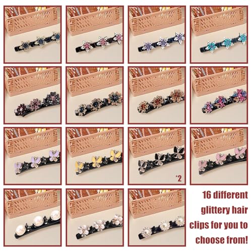 16 piezas pinzas para el cabello con cristales brillantes miniatura 3