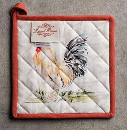 Maison D' Hermine Hot Pads 100% Cotton Easter Pot Holders Set Of 2 With Loop Heat Resistant Potholders For Grilling, Microwave, Barbeque, Handling Hot Pans, Campagne - Spring/Summer (8"X8") #TOP6