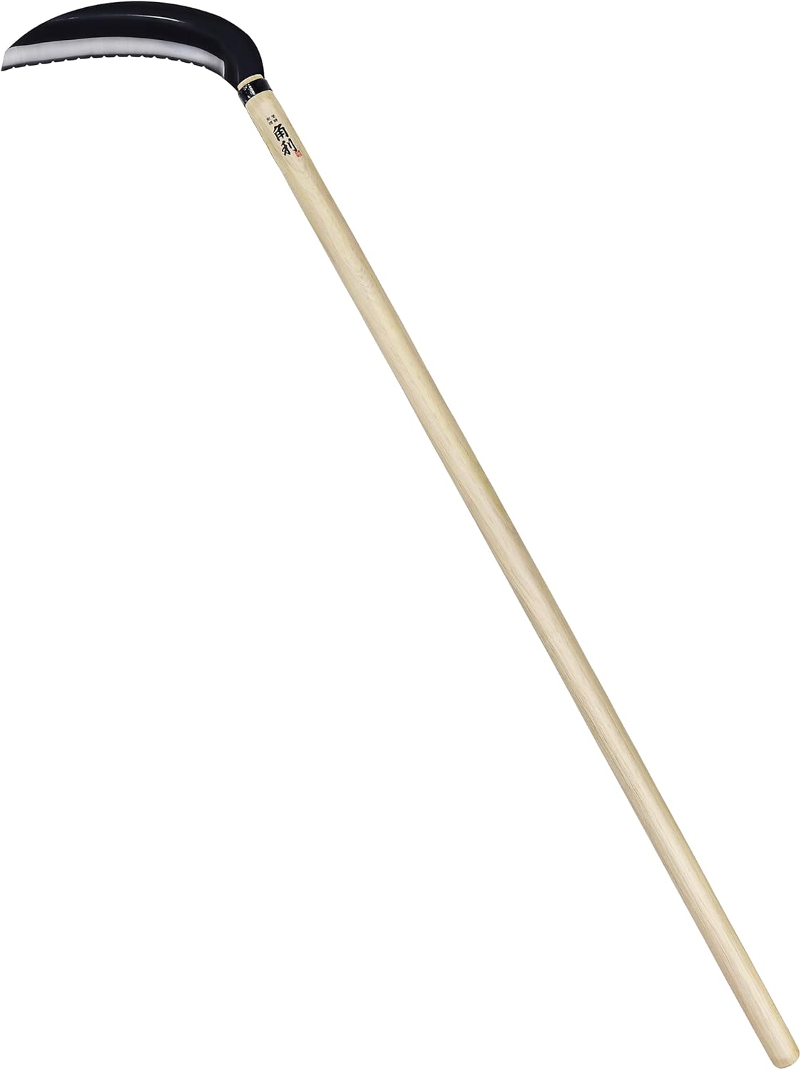 KAKURI Japanese Weeding Sickle Long Handle 45" [Triple Edged Blade] Grass Sickle Stand Up Weeding Tool, Razor Sharp Japanese Carbon Steel Blade, Made in Japan