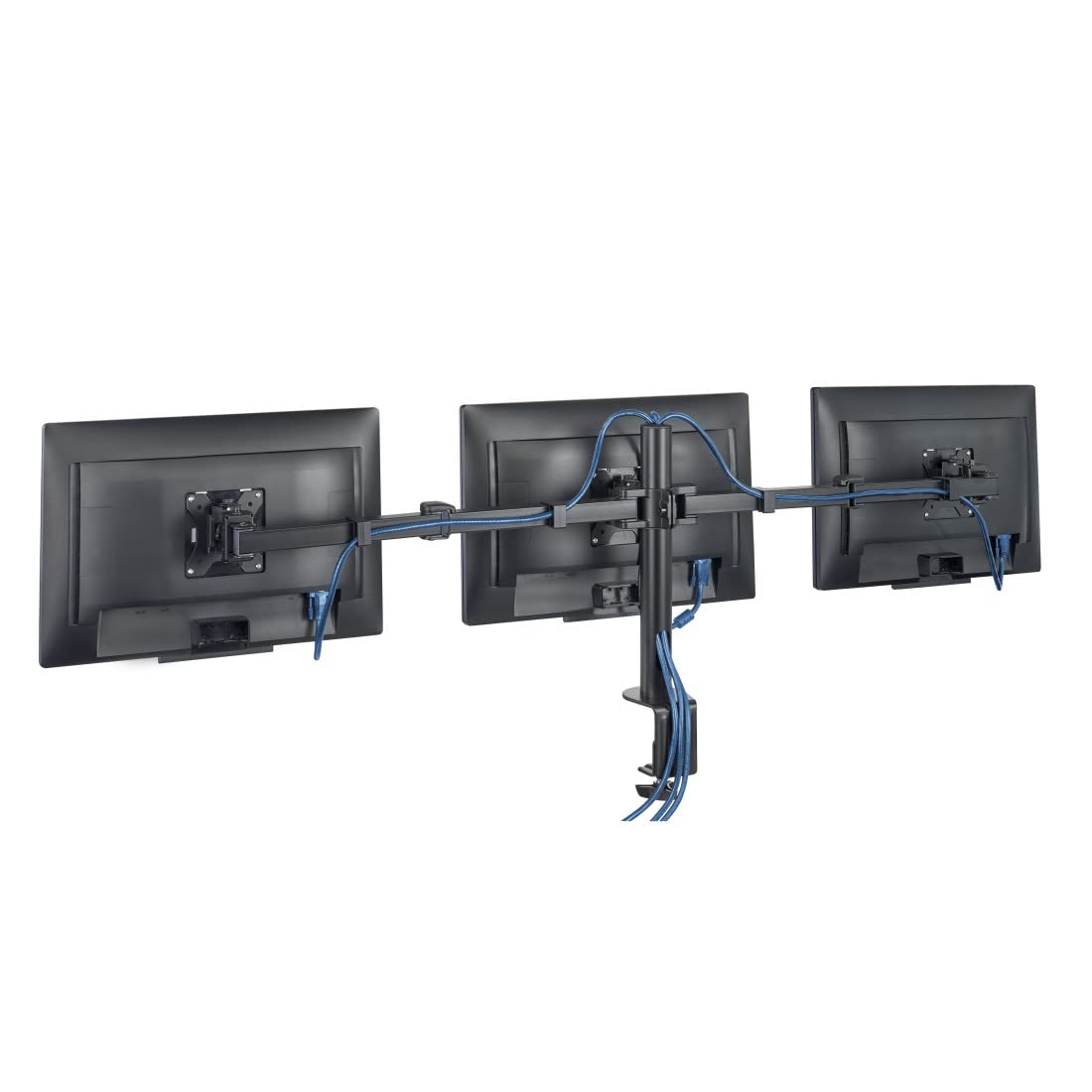 Hama Support Ecran PC 3 écrans Garantie 5 Ans (Bras pour 3 Moniteurs TFT/LCD/LED de 33 à 69 cm (13" - 27"), Hauteur Réglable, Pivotable, Inclinable, Système Easy Fix) Noir