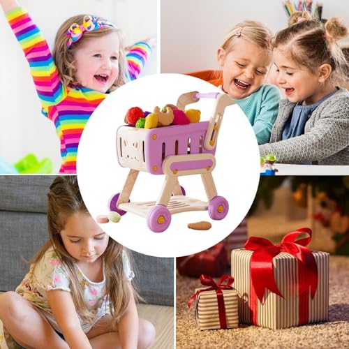 Générique Shopping Trolley for – Role Play Set | with Simulated Food, Promotes Imagination, Hand Eye Coordination and Social Youth, Educational Role - Image 3