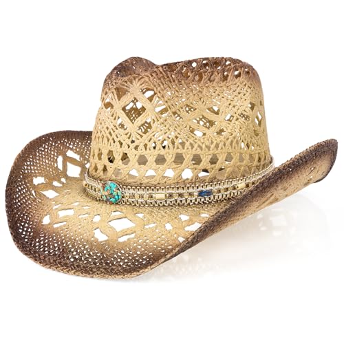 ZWZPOP Cowboy Hat Cowgirl Hat Cowboy Hats for Women/Mens Boho Gem Band