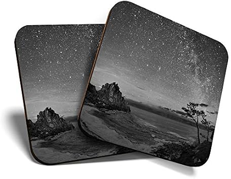 2 x Square Coasters - Lake Baikal Milky Way Sky Cork Backed Home Kitchen Accessory Tea Coffee Mug Mat #39331 [Energy Class A+]