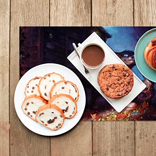 Set de table chat effrayant lavable et isolant, protège table halloween fantaisie en lot de 6 - 7