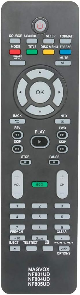 Replacement Remote Applicable for Magnavox TV 32MD350B 32MD350B/F7 26MD311B 32MD301B 26MD301B 32MD311B 22MD311B 19ME601B 22MD311B/F7 19MD311B/F7 32MD359B 26MD350B 19MD350B/F7 37MD311B/F7 37MD359B/F7