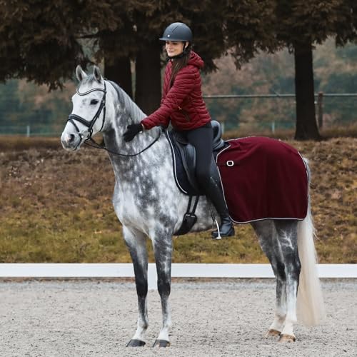 Image of Horze Kiel Fleece Quarter Sheet - Dark Red - Horse
