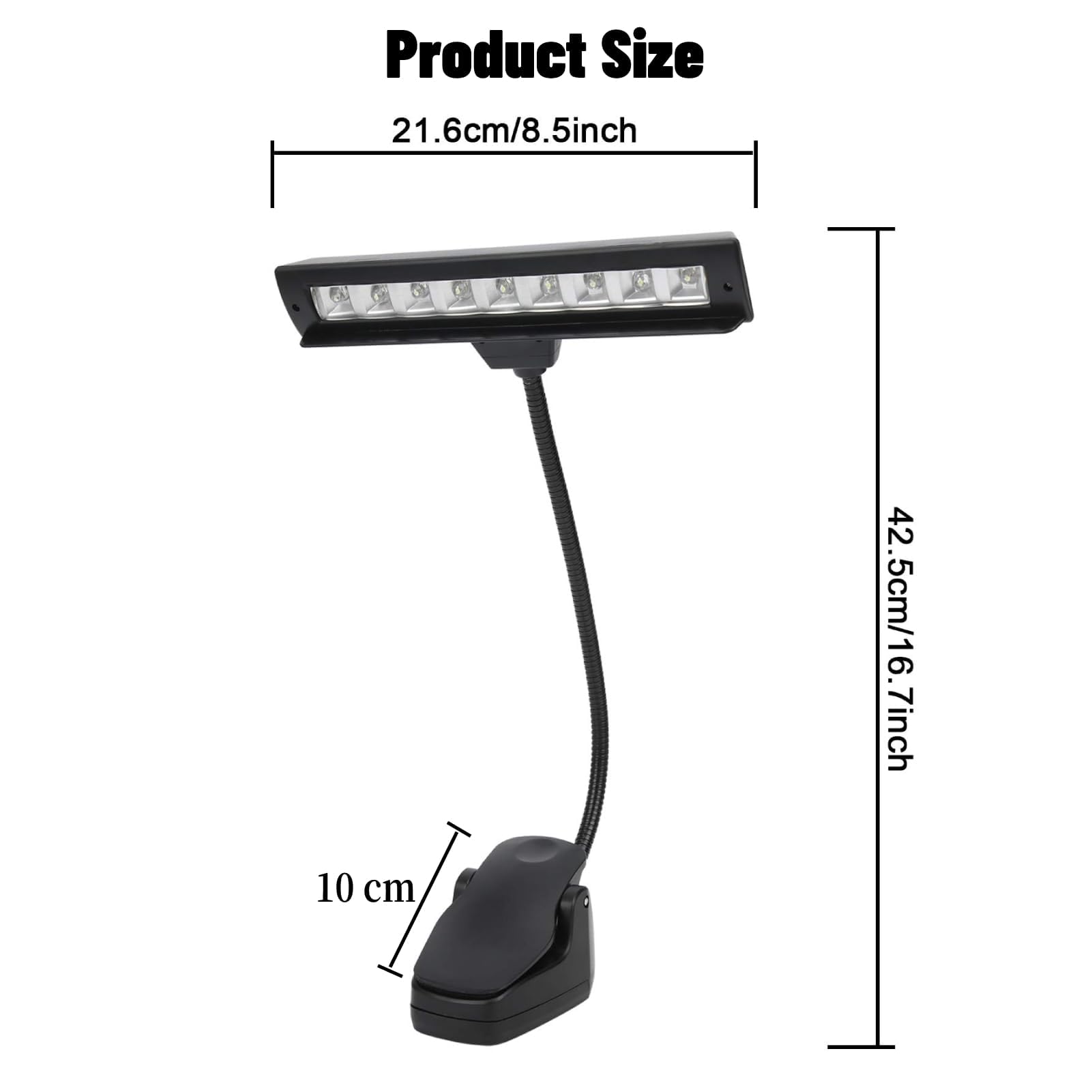 LiebeWH Lámpara de Música LED Luz de Lectura LED Lámpara de Atril de Música con Clip Cuello Ajustable USB Profesional Lampara Partituras 2 Modos de Iluminación