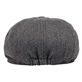 Bmeigo Mens Flat Cap Tweed Adjustable, Wool Herringbone Casual Beret Newsboy Caps Gatsby Ivy Irish Forward Cap Cabbie Hat for Driving Hunting, 56-60cm, Spring, Autumn, Winter (Dark Grey) - Image 4
