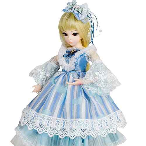 EVA BJD 1/3 BJD lalka z mechaniczną przegubową lalką, 61 cm, lalka księżniczki SD z makijażem + pełne akcesoria (Hihill)