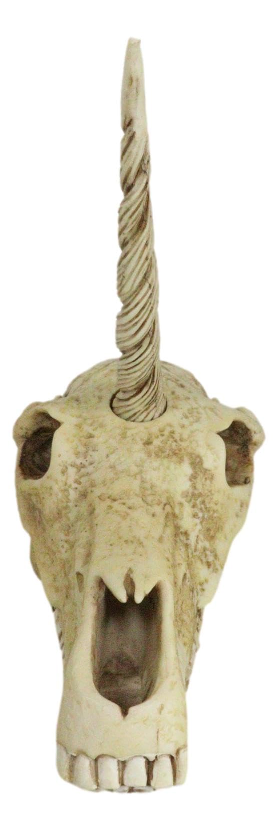 Ebros - Estatua de calavera de unicornio fósil antiguo, modelo de esqueleto de criatura mítica, gran regalo para arqueólogos, aventureros de excavación y coleccionistas