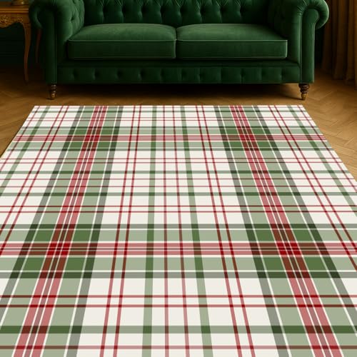 Muddy Mat® Plaid 8x10 Washable Area Rugs for Living Room,