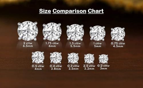 Natural Real 14K White Gold Round-Cut Diamond Stud Earrings Bridesmaid Gifts Mens Earrings Gift Mens Jewelry Diamond Earrings For Women (2/7 Cttw, J-K Color, I1-I2 Clarity) #TOP6