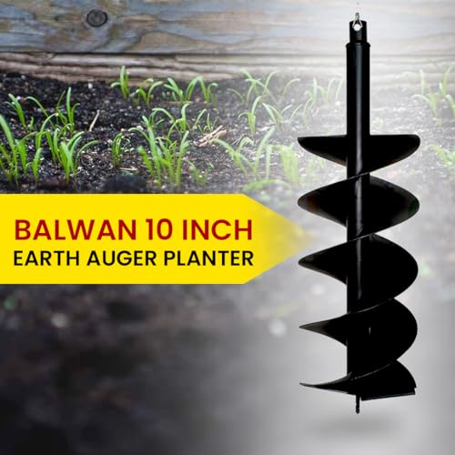 Image of BALWAAN Krishi 10-Inch Double Spiral Drill Planter | 25 cm Post Hole Digger for Agriculture & Garden Landscaping|PT-10D