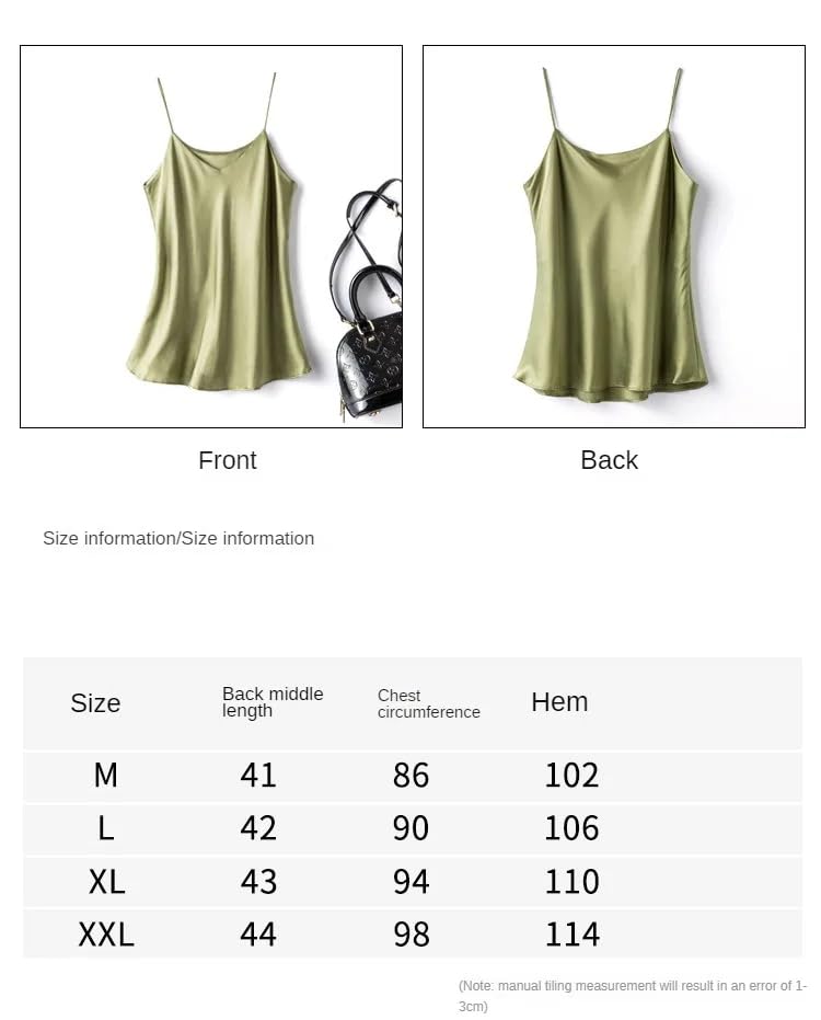 Camisole D'Été En Soie Double Épaisseur De Couleur Unie Pour Femmes, Débardeur Bandeau Sexy À Col En V