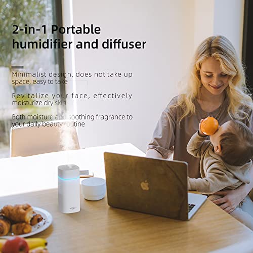 Ocbaili Cool Mist Humidifier, Portable Humidifier With Colorful Night Light, 2 Mist Modes, Auto Shut-Off, Super Quiet, Usb Personal Desktop Humidifier For Office/Bedroom/Travel/Plants (600Ml, White) #TOP1