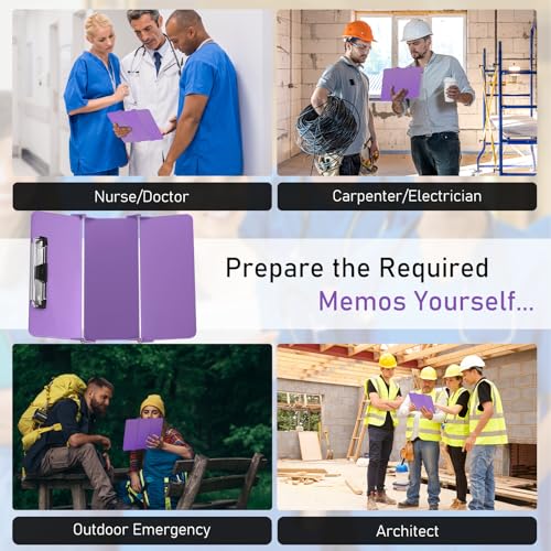 Image of Clipboard Foldable Without Edition Cheat Charts, 3 Layers Aluminum, Nurse Board w /Low Profile Clip&Pen Clip Pocket, Purple
