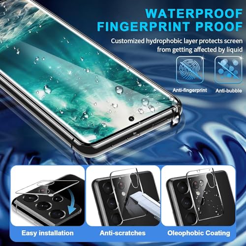 [2+2 Pack] Galaxy S21 Ultra Screen Protector, 9H Tempered Glass, Fingerprint Support for Samsung Galaxy S21 Ultra 5G Glass Screen Protector by Burrizei - Image 5