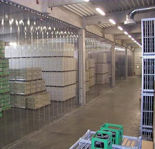 Strivide - Vinyl Plastic Strip Curtain Door Kit 120 in. (10 ft) Width x 108 in. (9 ft) Height Low Temp 8 in. Strips with 50% Overlap