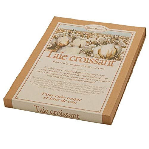 MILLE OREILLERS Taie Croissant pour Cale Nuque/Oreiller de Voyage/Tour de Cou Cerises - En Coton Bio Ecru Cover