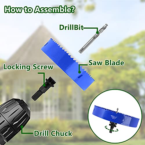 Luomorgo 8 1/4 Inch 210Mm Hole Saw With Arbor, 1 1/4 Inch Cutting Depth Hss Bi-Metal Hole Cutter With Hex Shank Drill Bit Adapter For Wood Cornhole Boards Plastic Drywall Fiberboard #TOP6