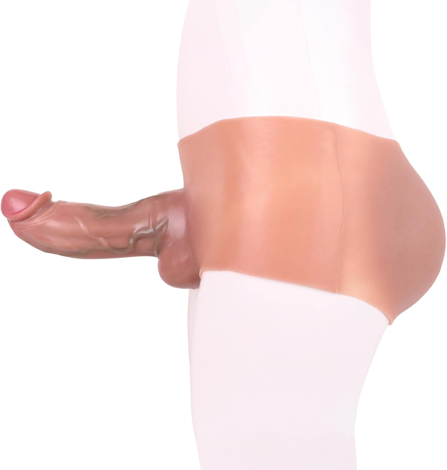 Hollow Strap On Boxer Harness Dildo Underwear, Wearable Extra Thick Dildo Panty Silicone Adult Sex Toy for Lesbian