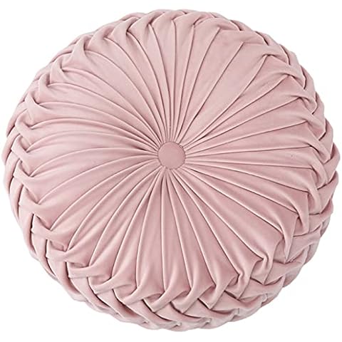 aromm Round Chair Pad Seat Cushion Memory Foam Washable for Wooden or Metal Stools Pink Diameter 38cm Cover