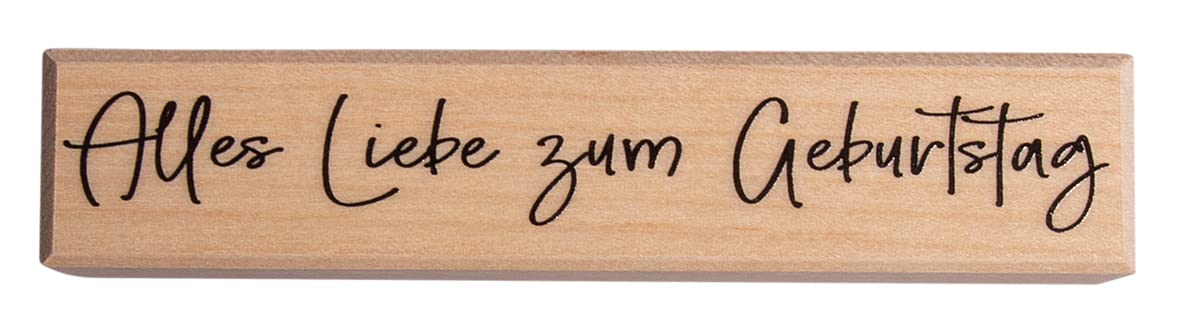 Rayher Wood Mounted Rubber Stamp with Birthday Phrase for Card Making and Scrapbooking, Craft Stamp with Phrase for Birthday, 2x10cm, 29246000