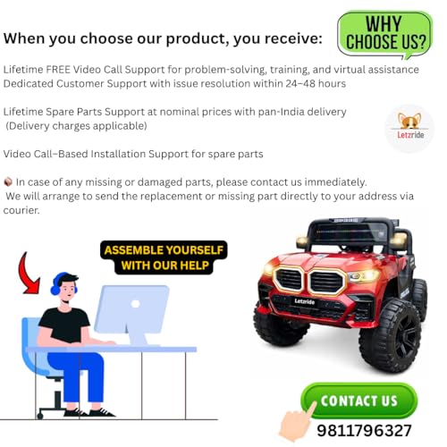 Image of Red Kids Electric Ride-On Jeep Car for 1-6 Years | Battery Operated SUV with LED Lights, Music, Remote Control & Rechargeable Battery | 4-Wheel Toy Car