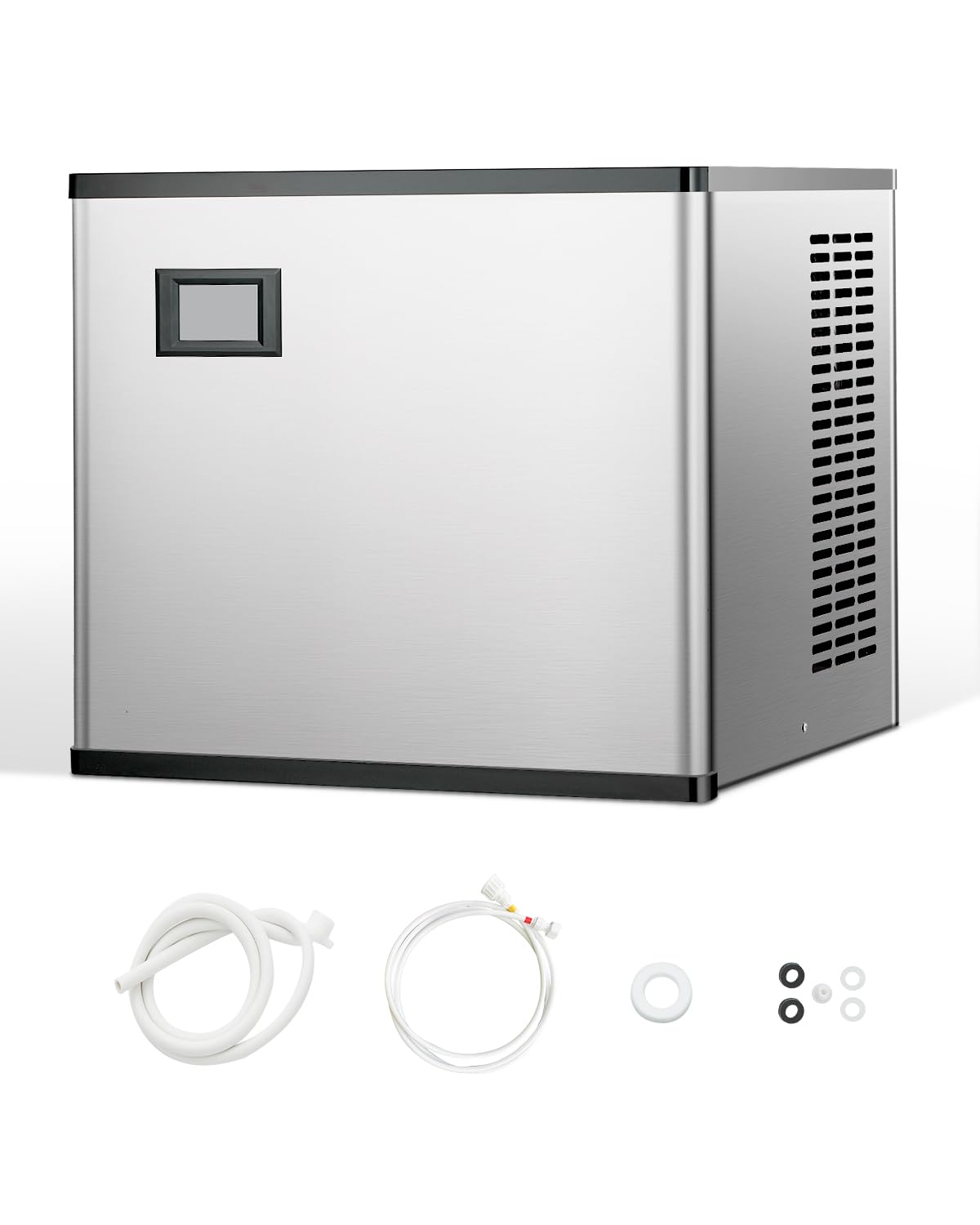 VEVOR Macchina per Ghiaccio Commerciale in Acciaio Inox 565 x 560 mm, Autopulente e Produzione Ghiaccio, Macchina per Cubetti di Ghiaccio Modulare per Ristoranti Solo Testa 136 kg/Giorno