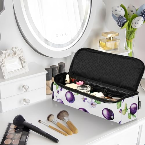 Bolsa de viaje para herramientas de cabello para mujeres con tapete resistente al calor, organizador para plancha, herramientas calientes y accesorios de cuidado capilar, divertido diseño de ciruela blanca miniatura 7