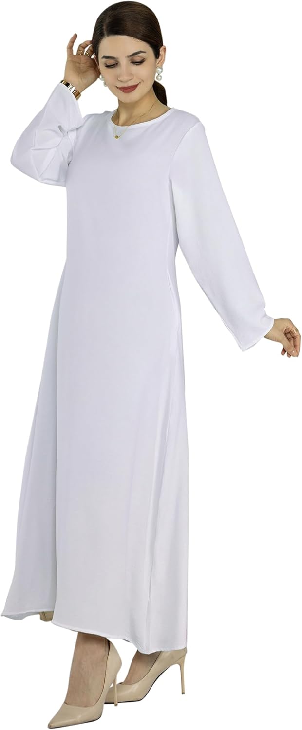 Solid Color Women Abaya Modest Muslim Prayer Robe Long Sleeve Dubai Maxi Dress Islamic Lightweight Dress - Image 4