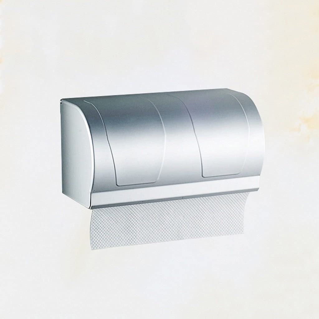 XYNSNDB Uchwyt na papier toaletowy - podwójny uchwyt na papier toaletowy do montażu na ścianie Pudełko na papier w rolce, aluminiowy uchwyt na ręcznik papierowy Space