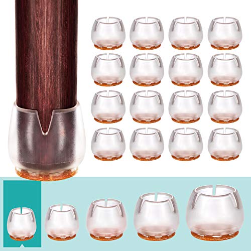 MelonBoat 16 Pack Chair Leg Floor Protectors, Fit Round Leg 9/16 to 5/8 inches, Chair Leg Caps with Furniture Felt Slider Glide Pads, A-RD015, Fit Round Leg Diameter 0.55''-0.63''