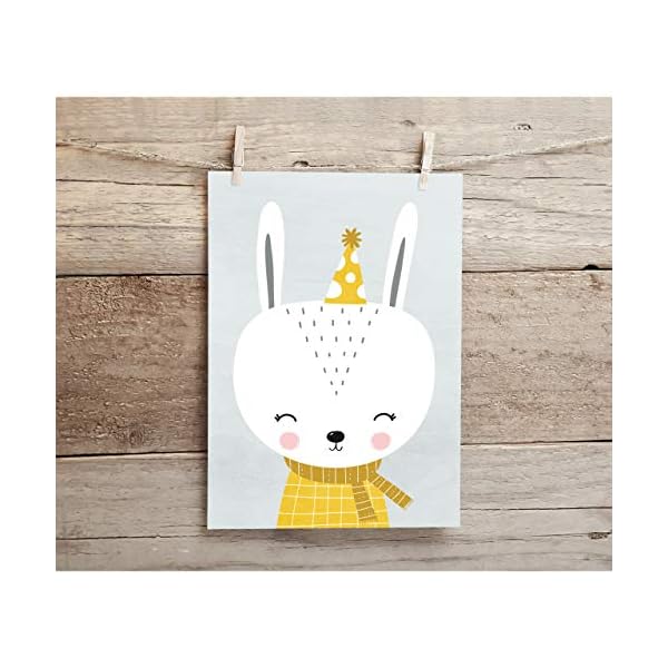 LALELU-Prints | A4 Bilder Kinderzimmer Deko Junge Mädchen | Zauberhafte Tiere nordic senf-gelb | Poster Babyzimmer | 5er… – Bild 7