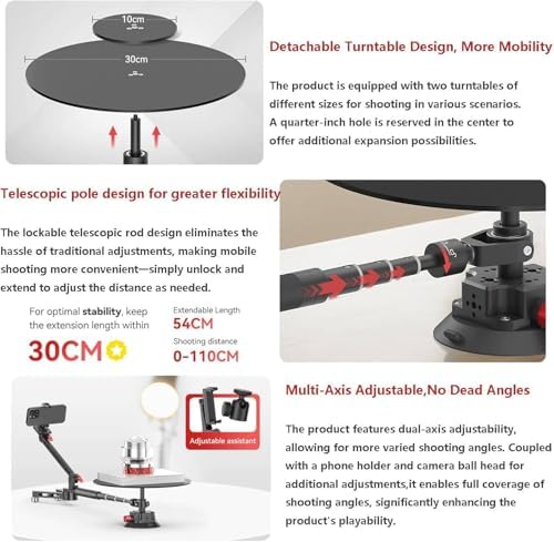 Obrotowy gramofon o 360° do fotografii produktowej – profesjonalna platforma fotograficzna do rozpakowywania filmów, wyświetlania żywności i fotografii komercyjnej w handlu elektronicznym